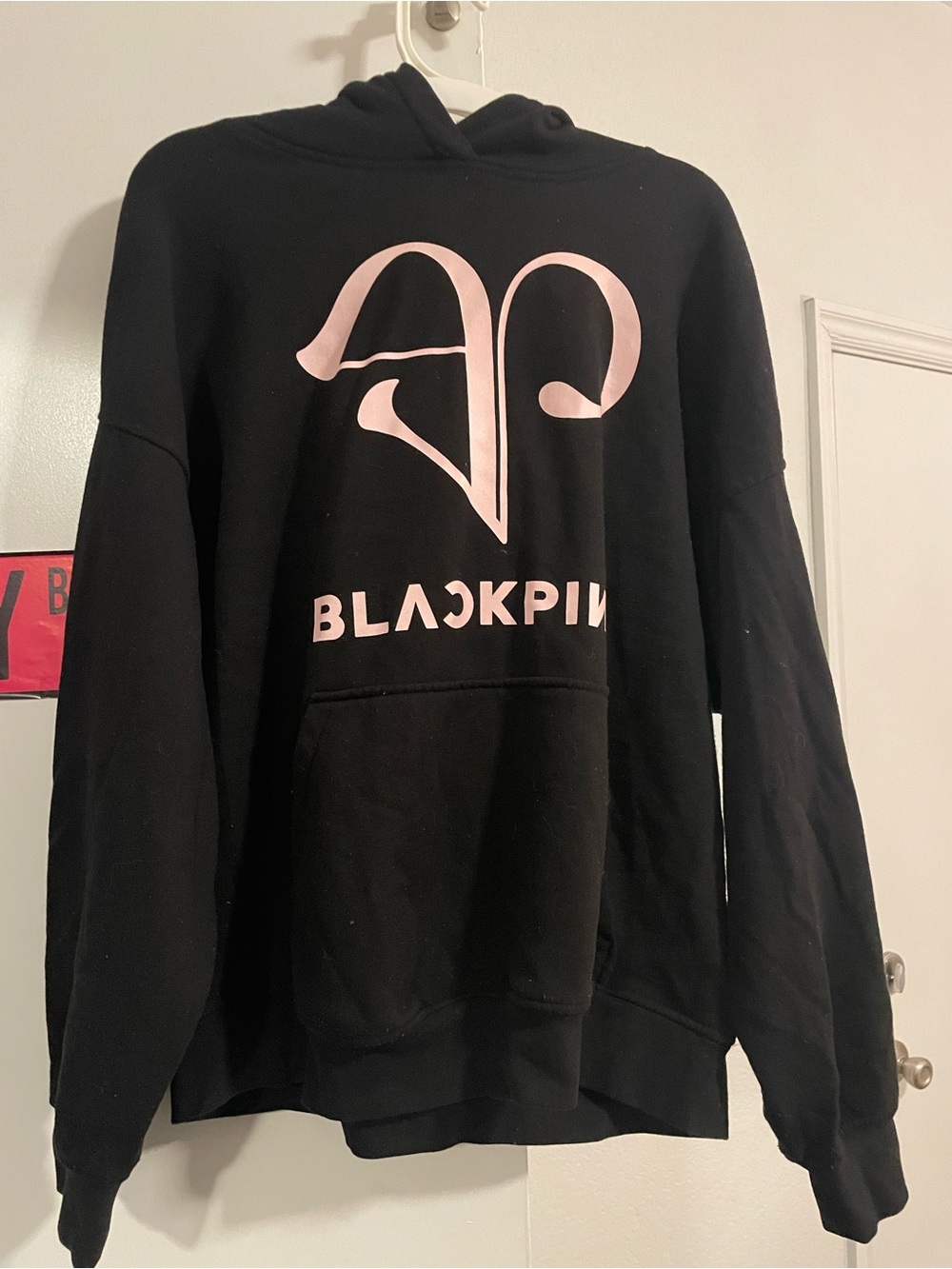 BLACKPINK Logo Black Hoodie with Pink Graphic